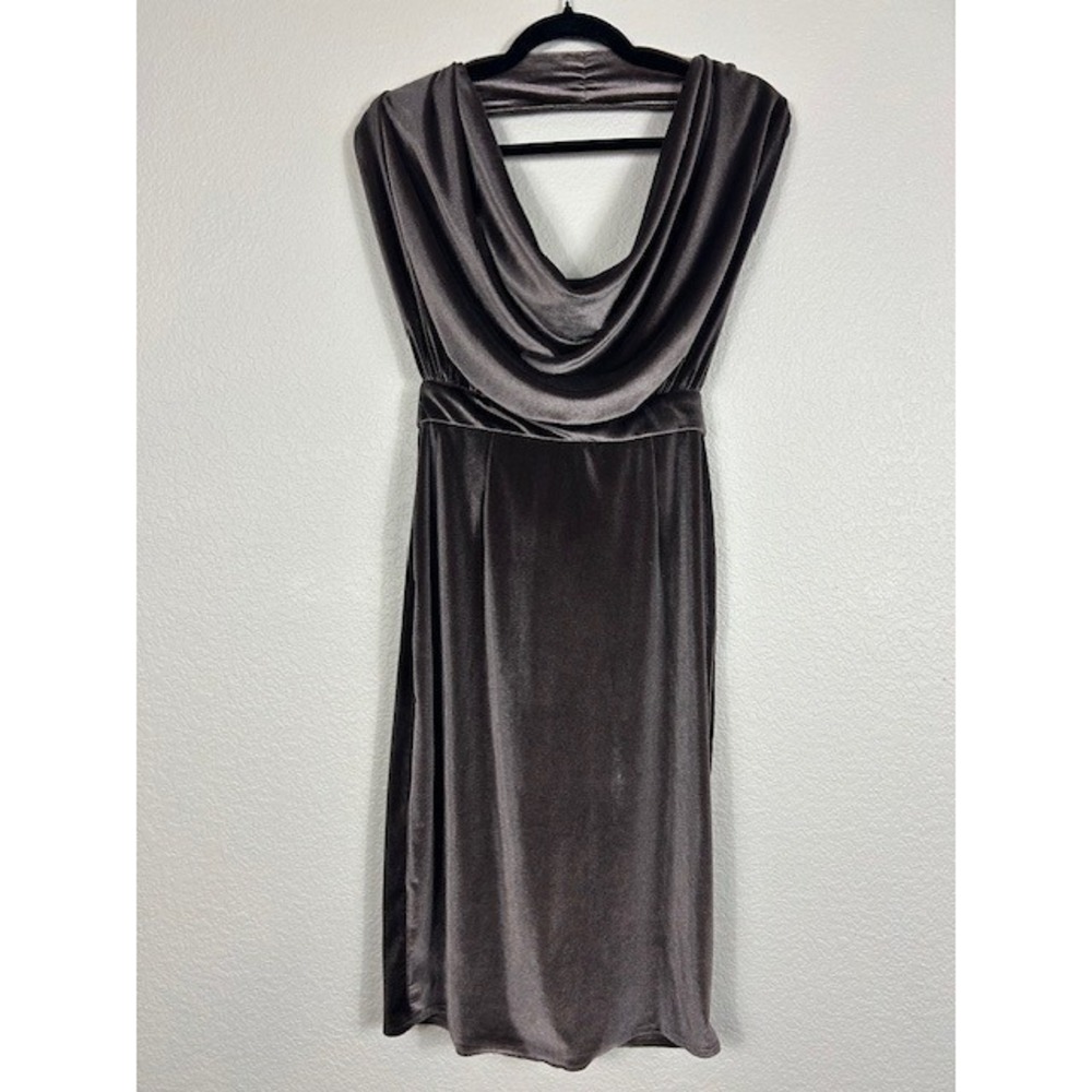 Womens Velvet‎ Cowl Neck Velvet Sleeveless Dress L Open Back Holiday New Year's